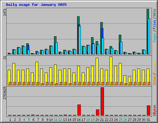 Daily usage for January 2025