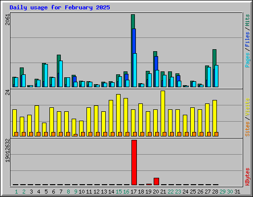 Daily usage for February 2025