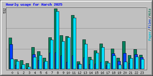 Hourly usage for March 2025