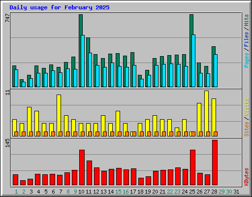 Daily usage for February 2025