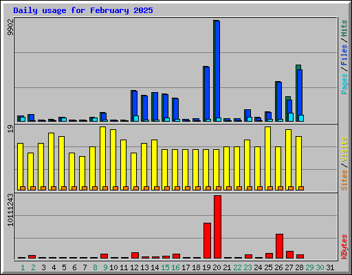 Daily usage for February 2025