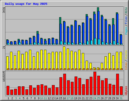 Daily usage for May 2025