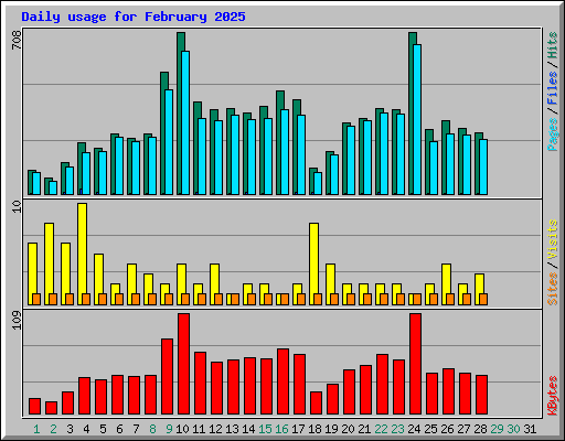 Daily usage for February 2025