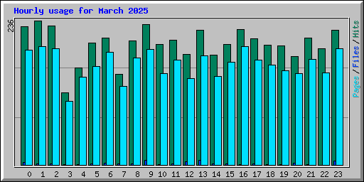 Hourly usage for March 2025