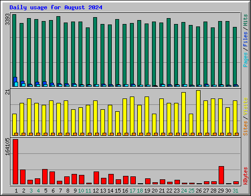 Daily usage for August 2024