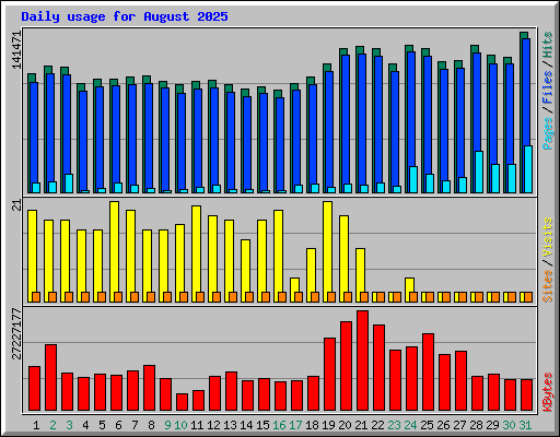 Daily usage for August 2025