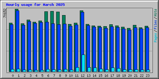 Hourly usage for March 2025